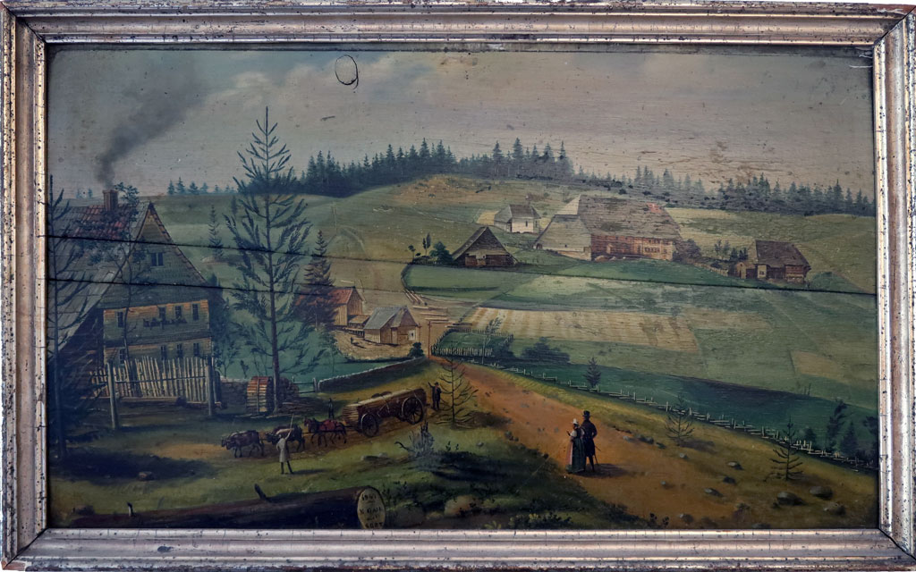 Großhof in Schwärzenbach, Nikolaus Ganter, 1847, Öl auf Holz Großhof in Schwärzenbach